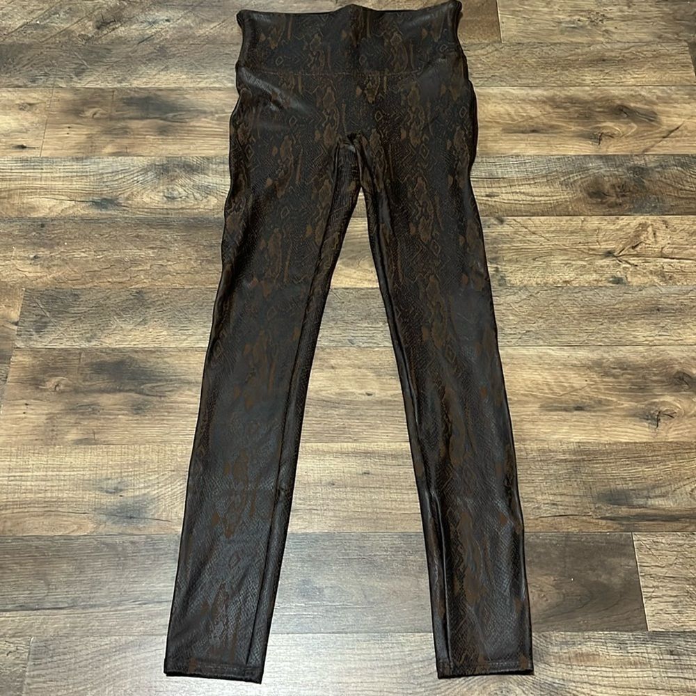 Spanx brown snake print leggings size medium